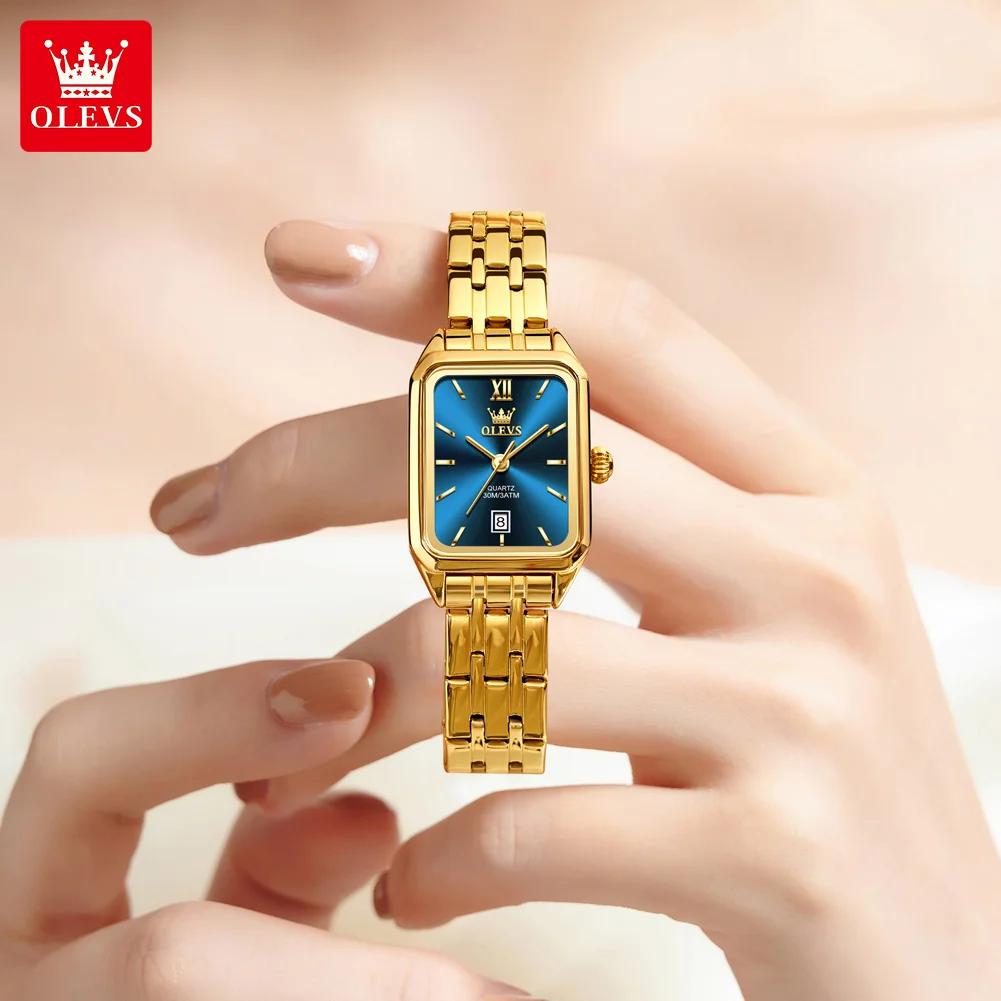 OLEVS 5616 Women Watch Luxury Brand Quartz Watch Elegance Original Square Dial Gold Women Watch Waterproof Luminous Watch image 4