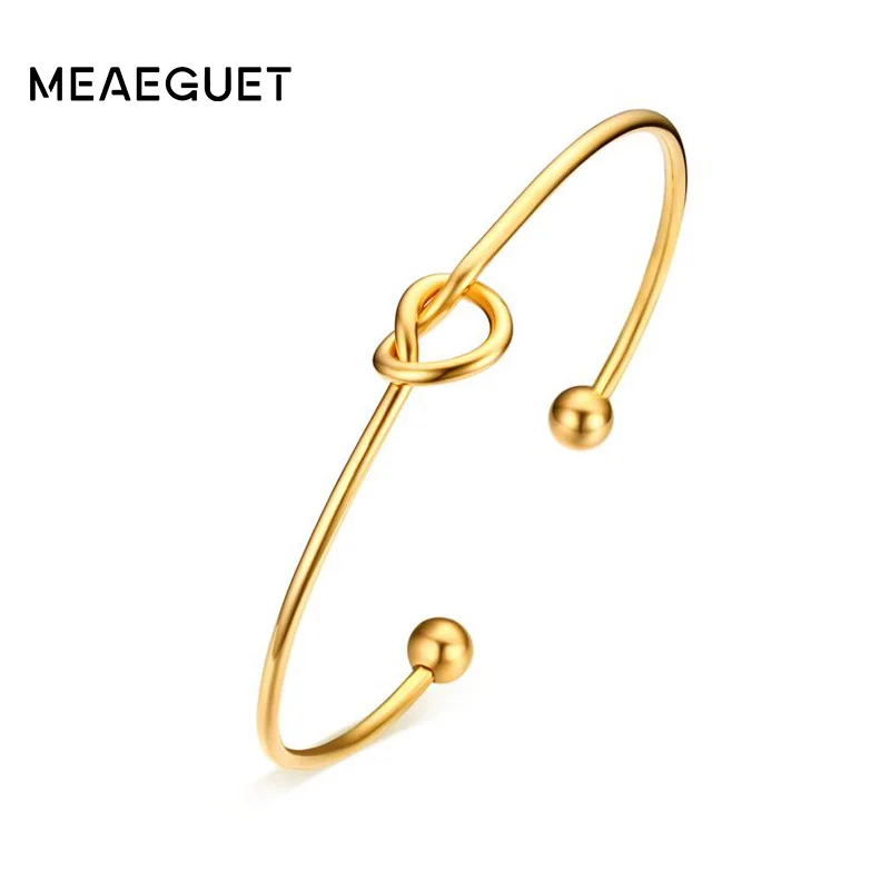 

Let's Tie the Knot Gold Color Cuff Bangle Bracelet Women Mom Christmas Gift Minimal Stacked Jewelry