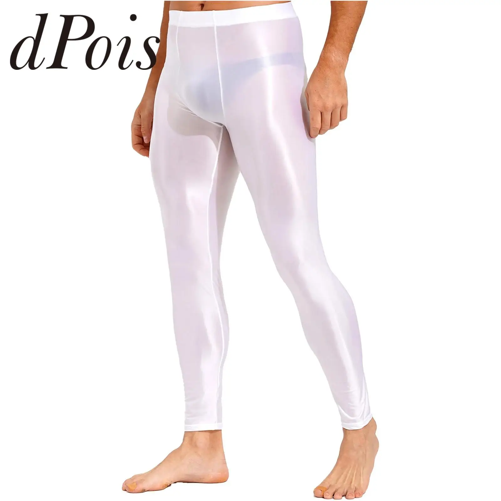 

Adults Mens Glossy Gymnastics Leggings Dancewear Gymnastic Tights Compression Pants Swimming Workout Skinny Trousers Beachwear