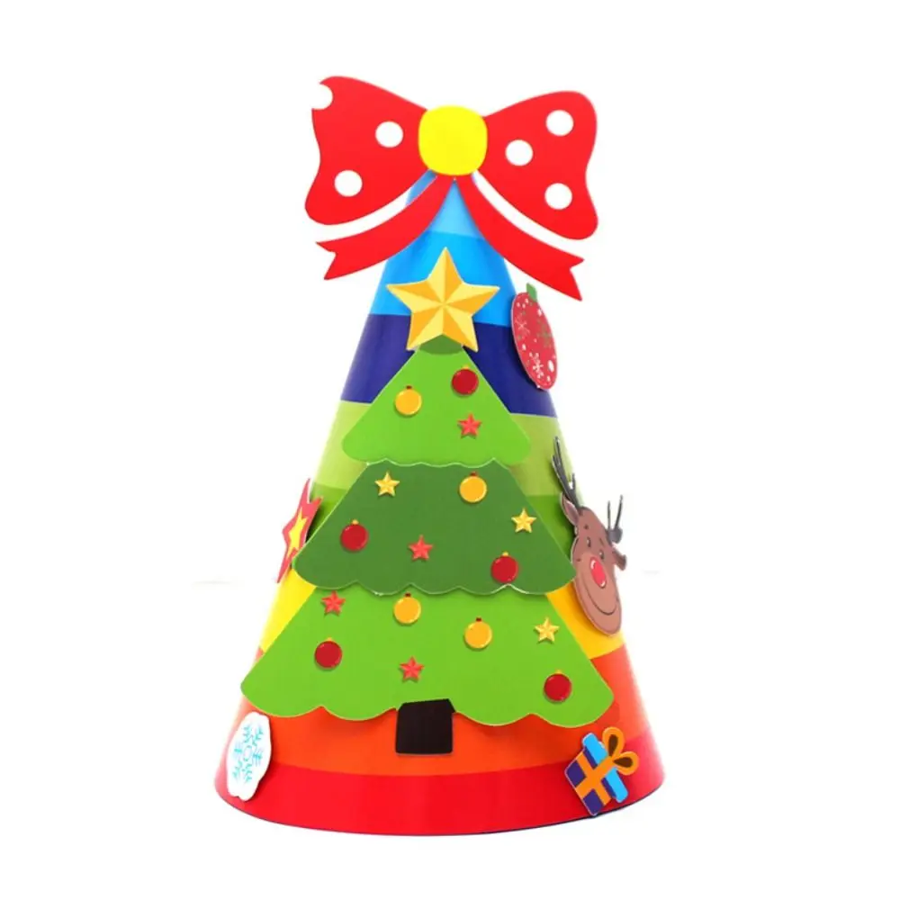 Paper Handmade Santa Hat Kriss Kringle Elk Kids Xmas Arts Hats Christmas Tree Father Christmas Kriss Kringle Hat Kindergarten