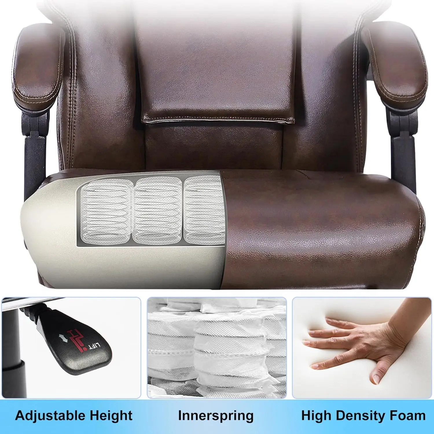 Kneading Massage Executive Office Chair, 3D Back Massage Heated Office Chair, Heating Massage Office Chair with Reclining Backre