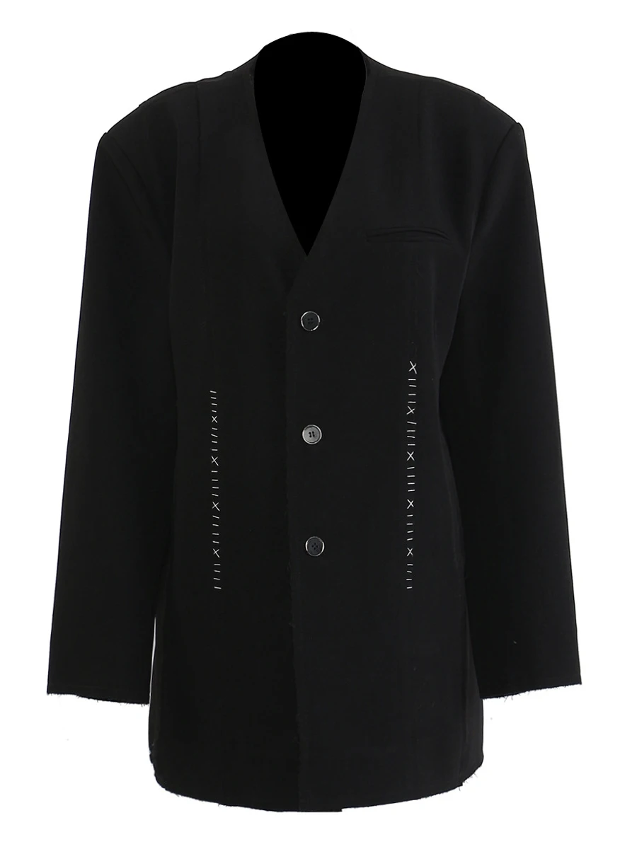 TWOTWINSTYLE التخسيس تقسم خط مشرق قطعتين مجموعات للنساء الخامس الرقبة طويلة الأكمام السترة عالية الخصر بانت مجموعة الموضة الإناث