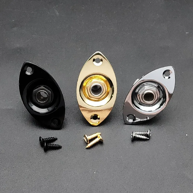 2Pcs Square Style Plate Guitar Bass 1/4 Output Input Jack Socket for Electric Guitar Black Gold Chrome Gutiar Parts