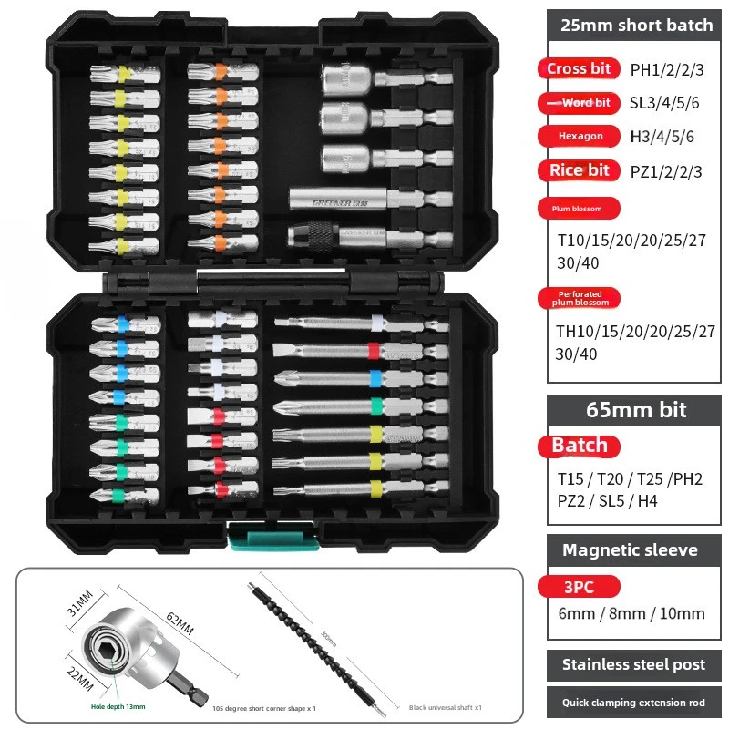 Powerful Magnetic Cross and Hex Socket Set for Electric Drill and Screwdrivers