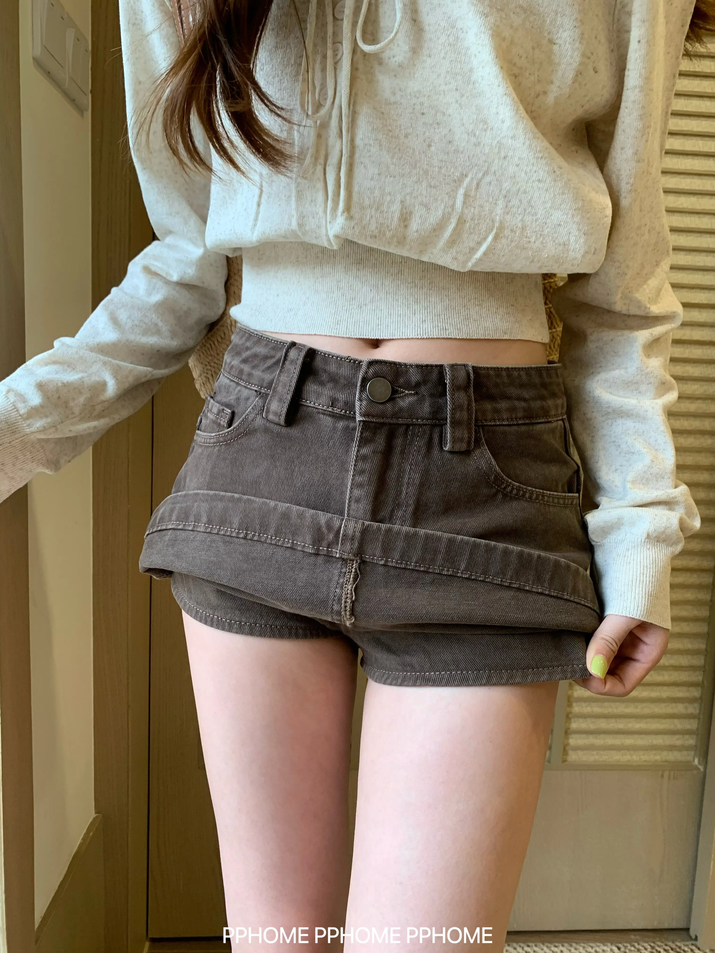 ZHISILAO New Vintage Brown Straight Skirts Women Y2K Classic Casual High Waist Bodycon Mini Skirts Summer 2026