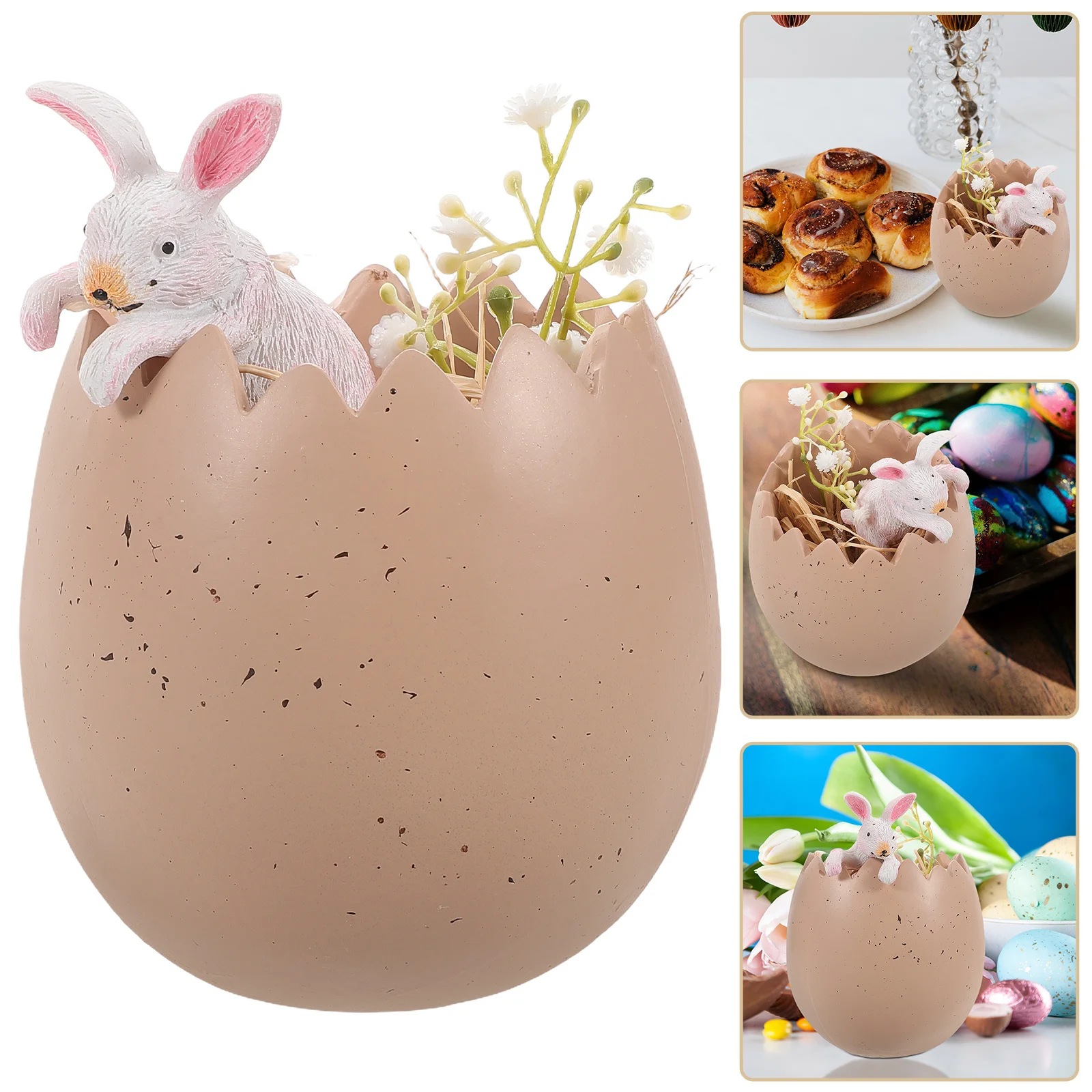 

Easter Bunny Eggshell Resin Figure Cute Rabbit Spring Home Decor Decorative Tabletop Centerpiece Christmas Bunny Decor