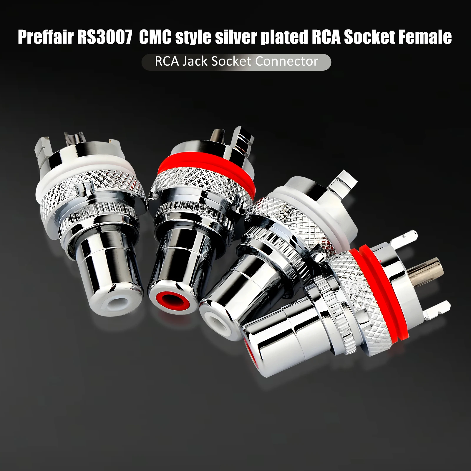 

Hi-end Silver/Rhodium Plated Female RCA Jack Socket Connector for Hifi AMP CD Player Audio Video TV DIY Panel Mount RS3007/S