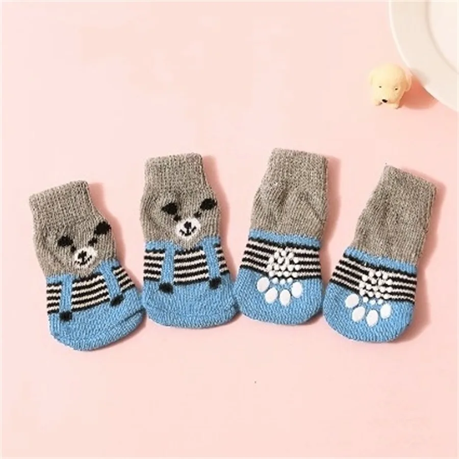 4PCS Warm Pet Cat and Dog Halloween Christmas Socks, Siamese Cat, Persian Cat, Cat and Dog Foot Shoes, Pet Birthday Gifts