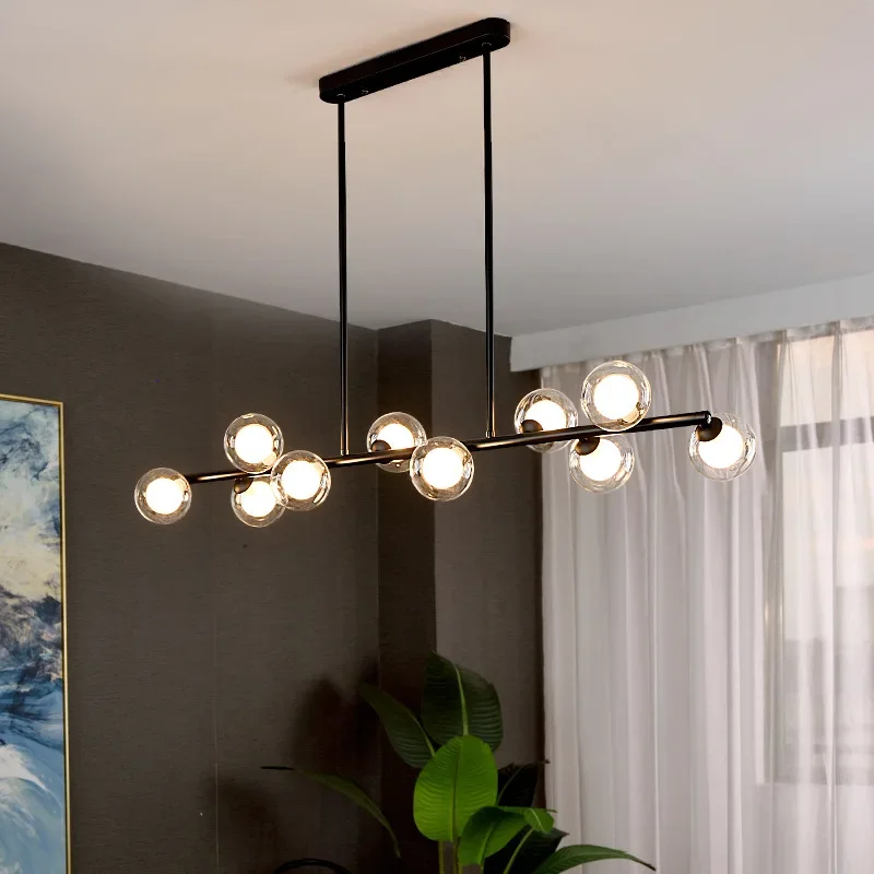 Modern Dining Room Ceiling Chandelier Suspension Horizontal Glass Ball Chandeliers Kitchen Hanging Lamp Office Front Desk Lights