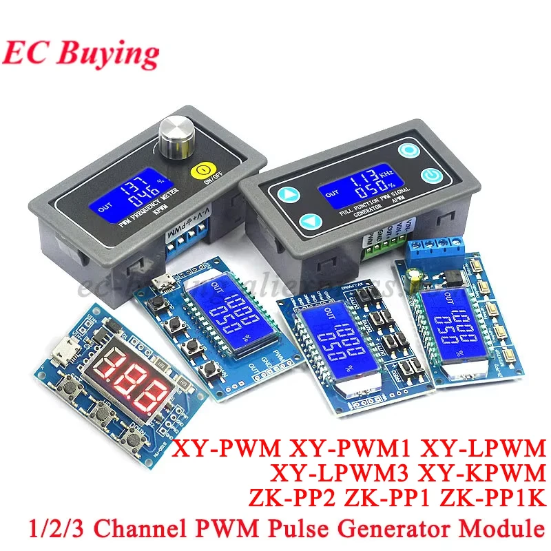 1Hz-150Khz XY-KPWM PWM Signal Generator Pulse Frequency Duty Cycle Adjustable Module Board LCD Display 1 2 3 Channel Square Wave