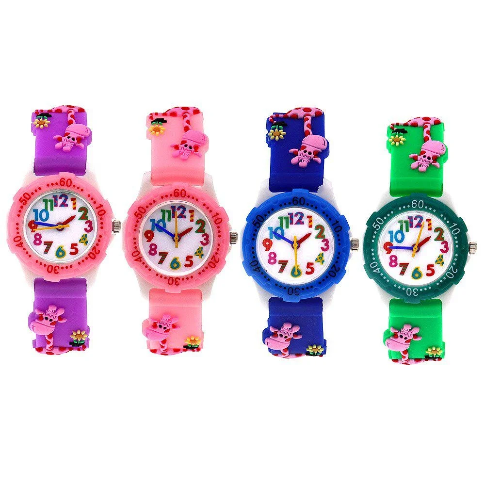 Relojes para niños Correa de silicona Relojes de dibujos animados Reloj de pulsera para niños Reloj Correa de jirafa Mini reloj colorido