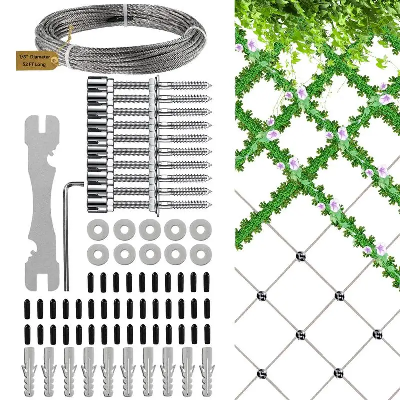 

Wall Trellis Kit Garden Stainless Steel Outdoor Trellis System Indoor & Outdoor Trellis System With Cross-Head Hubs Portable