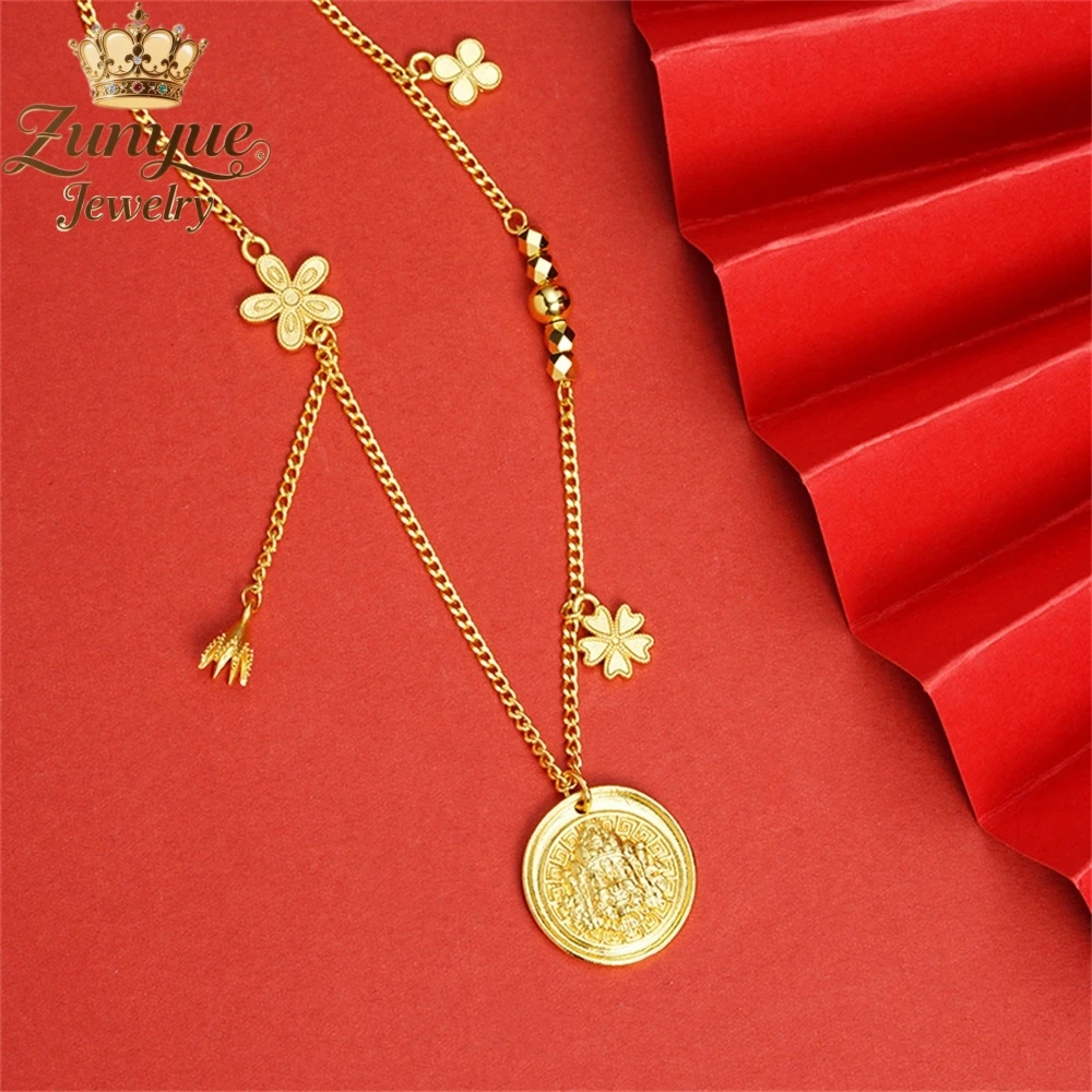 

Sand Gold God Of Wealth Pattern Necklace Luxury Quality Jewelry Best Selling Fashion Jewelry Exquisite Charms Popular Elegant