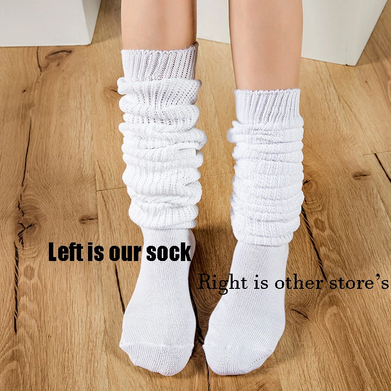 Women Warm Vintage Heap Stockings Thick Thread Knitted Pile Up Fashion Japanese Style Mesh Loose High Over Knee Long Casual
