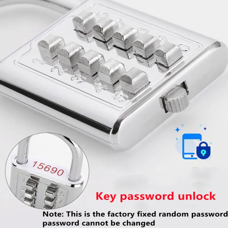 8-digit Combination Outdoor Button Waterproof Fixed Random Code Padlock Zinc Alloy Luggage Travel Smart Lock With Key Anti-theft gallery 3