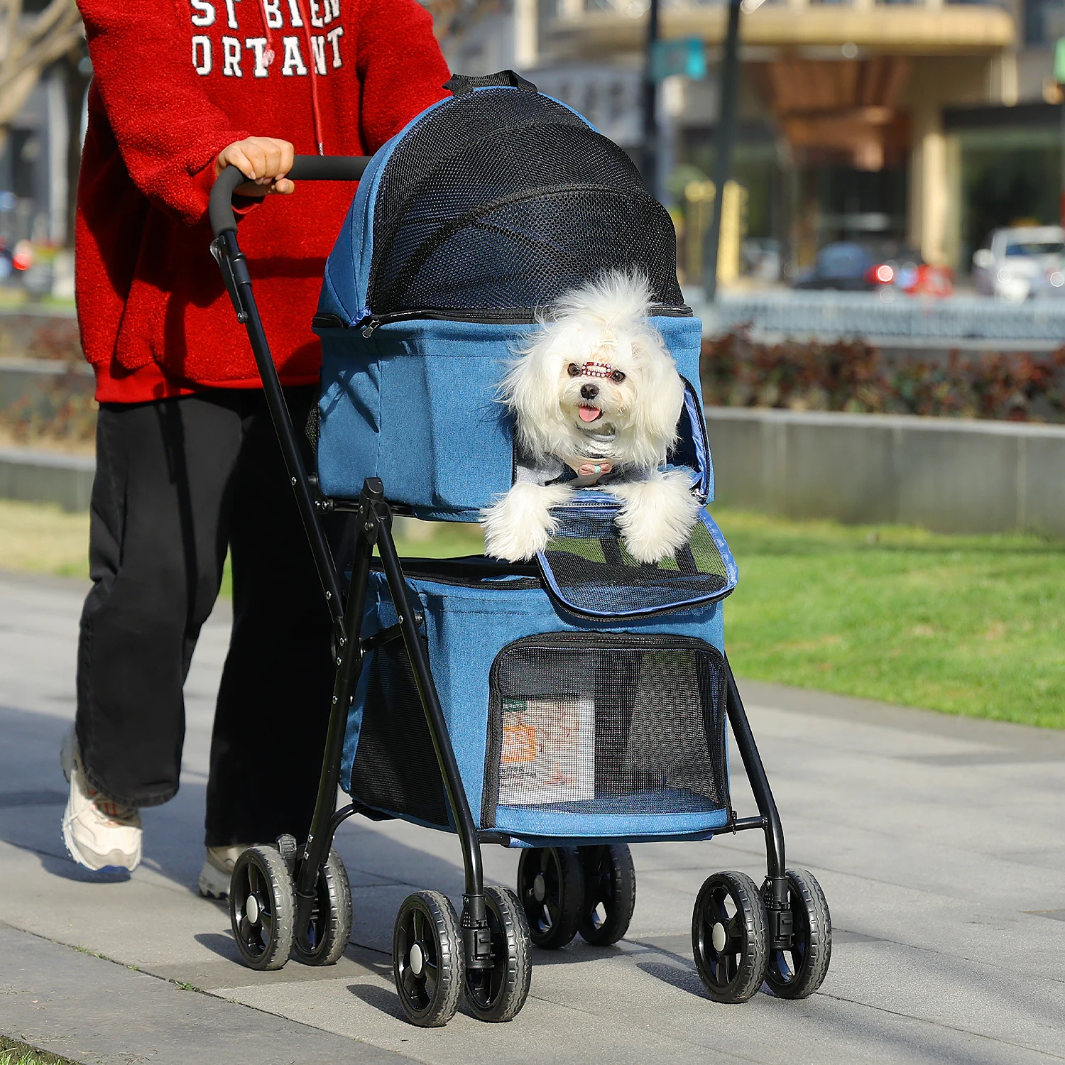 Double Pet Stroller for Small Dogs or Cats Lightweight Foldable Double Dog  Stroller with Detachable Carrier for Travel Camping - AliExpress 15