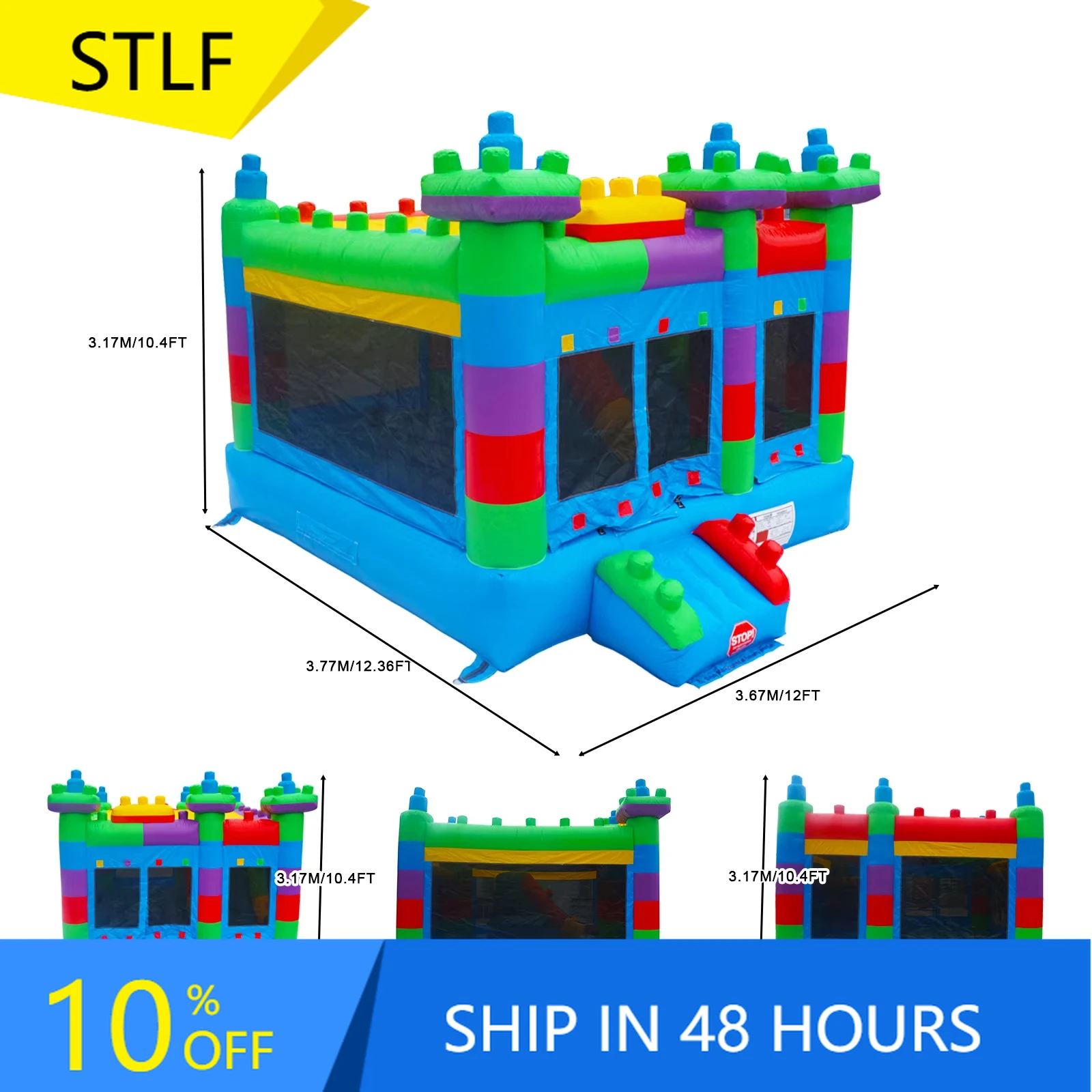 

STLFLarge PVC Commercial Inflatable Bounce Jumping House With Slide For Outdoor Backyard Birthday Party