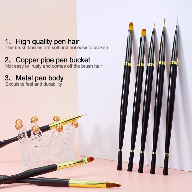 3/5PCS Double Head Nail Art Brush Set Painting Flower Lines Nail French UV LED Gel Polish Design Dot Painting Nail Art Maincure