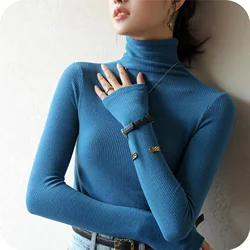 YSZWDBLX Turtleneck Women T-shirt Long Sleeve Velvet Warm Inner Wear Autumn Winter Fashion Korean Slim Fit Lady Bottoming Shirt