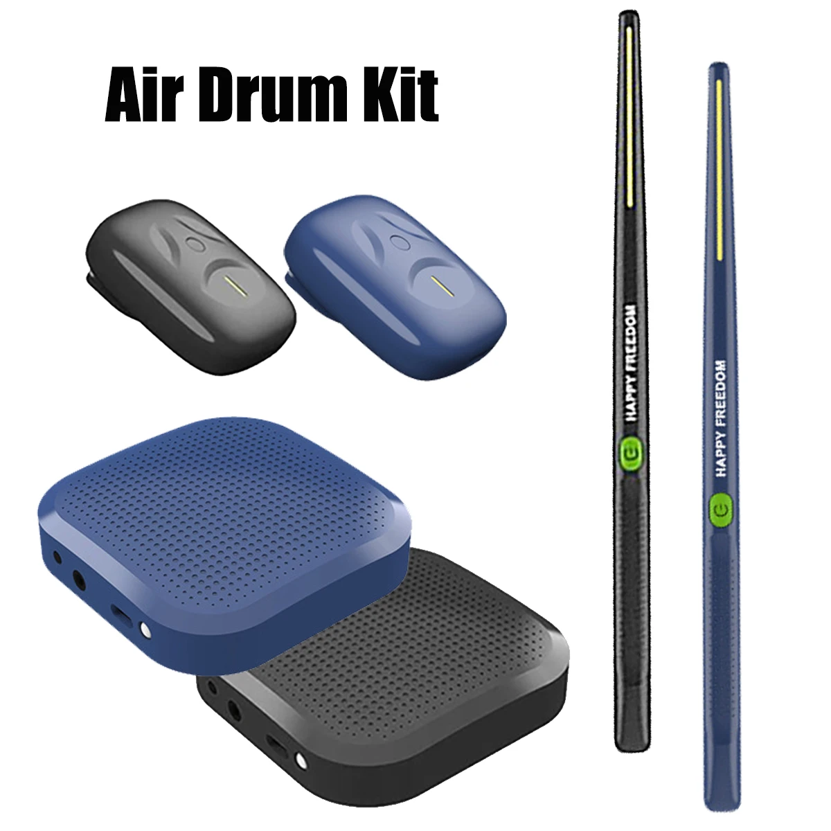 Miwayer Virtual Air Drumsticks – Electronic Drum Kit with Motion Sensing, Low Latency, Rechargeable, Black/Navy, Base or Pro