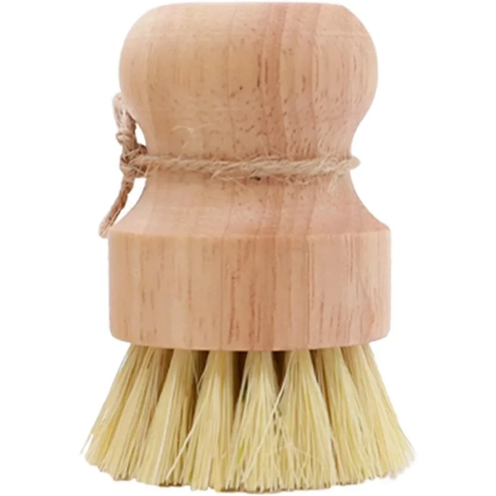 Kitchen Wooden Frosted Brush, Natural Sisal Fiber Bristle Dishwasher Brush, Cast Iron, Frying Pan, Frying Pan, Vegetable Sink