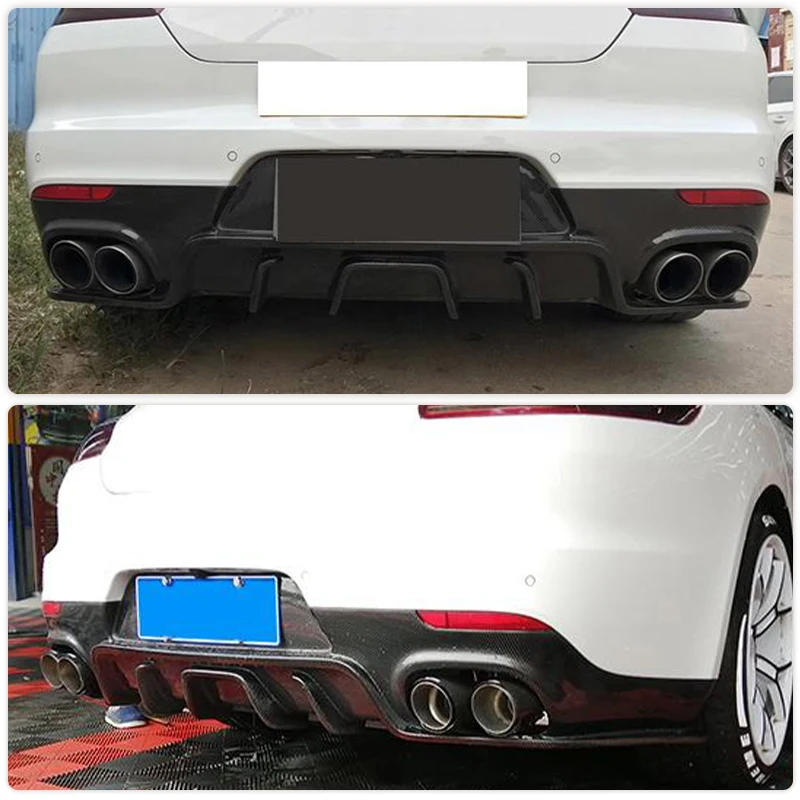 Car Rear Bumper Diffuser Lip Spoiler for Porsche Panamera 2014-2016 Racing Rear Diffuser Lip Apron Guard Body Kit Carbon Fiber