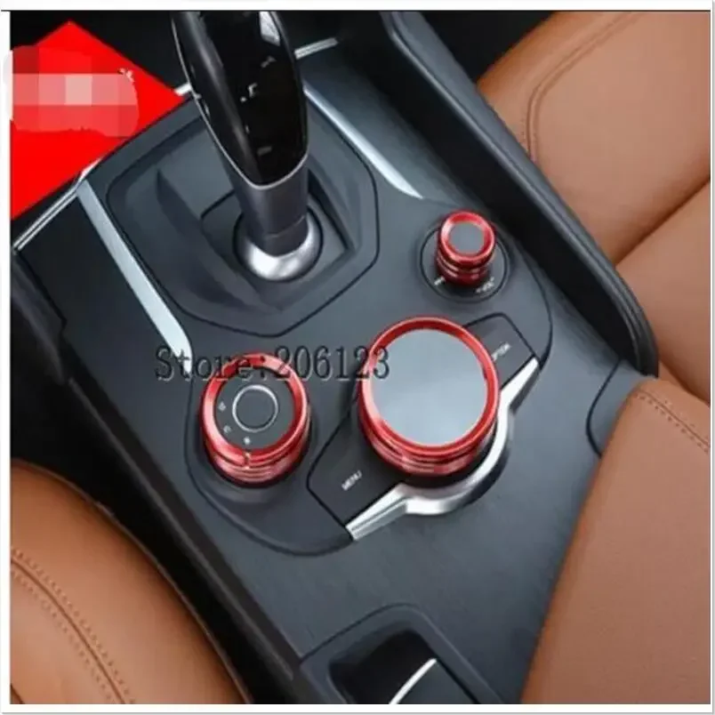 

Для Alfa Romeo Giulia Stelvio 2017, алюминиевый сплав, внутренняя центральная ручка управления, мультимедийная ручка, кольцо, набор из 3 предметов