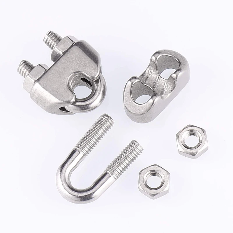 304 Stainless Steel Turnbuckle M5 Wire Rope Tension Tensioner Strainer and M3 Wire Rope Clips for 3MM Cable Railing Kit