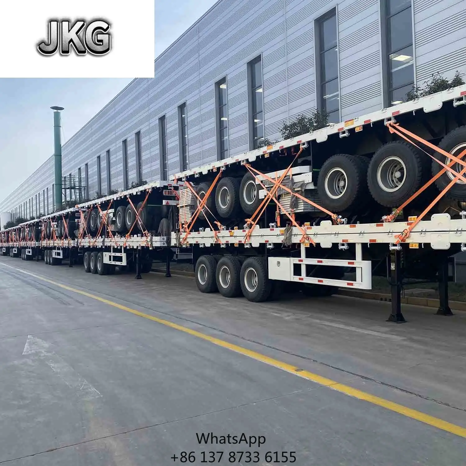 

JKG Factory Customized 40T Best Seller Flat Bed Semi Trailer 3 Axle For CONTAINER Semi Trailer For Container