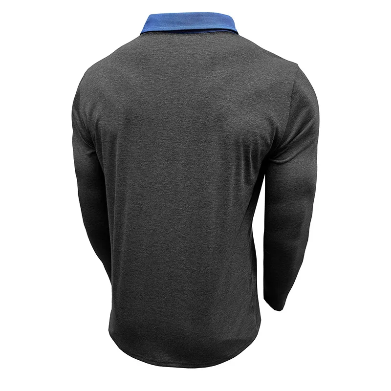 Langarm-Poloshirt für Herren, lässig, schmale Passform, Henley-Kragen, T-Shirt mit Tasche, Smart Blend Tops – Detail 21