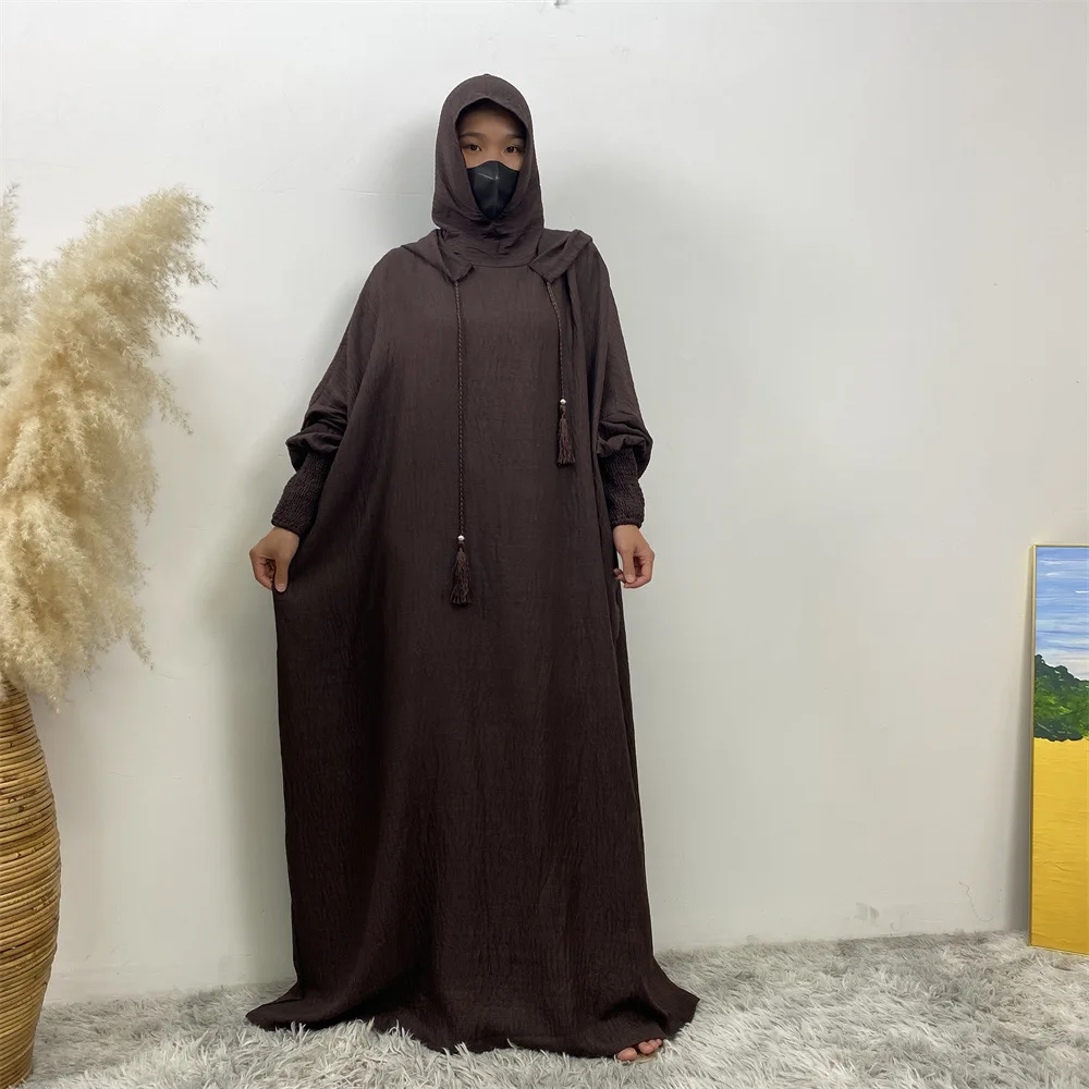 Dubaï mode musulmane à capuche décontracté jupe longue manches chauve-souris manches longues amples culte abaya 6818