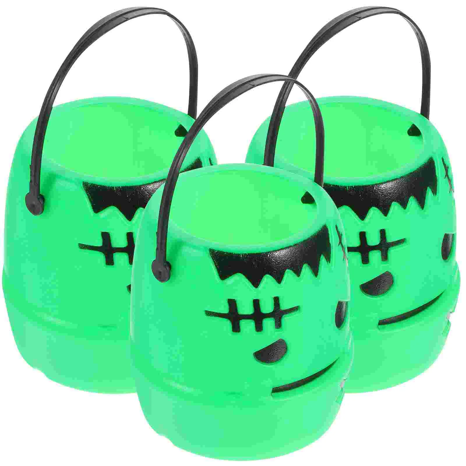Party Snack Bucket Portable Pumpkin Outdoor Bunting Green Halloween Decor Child