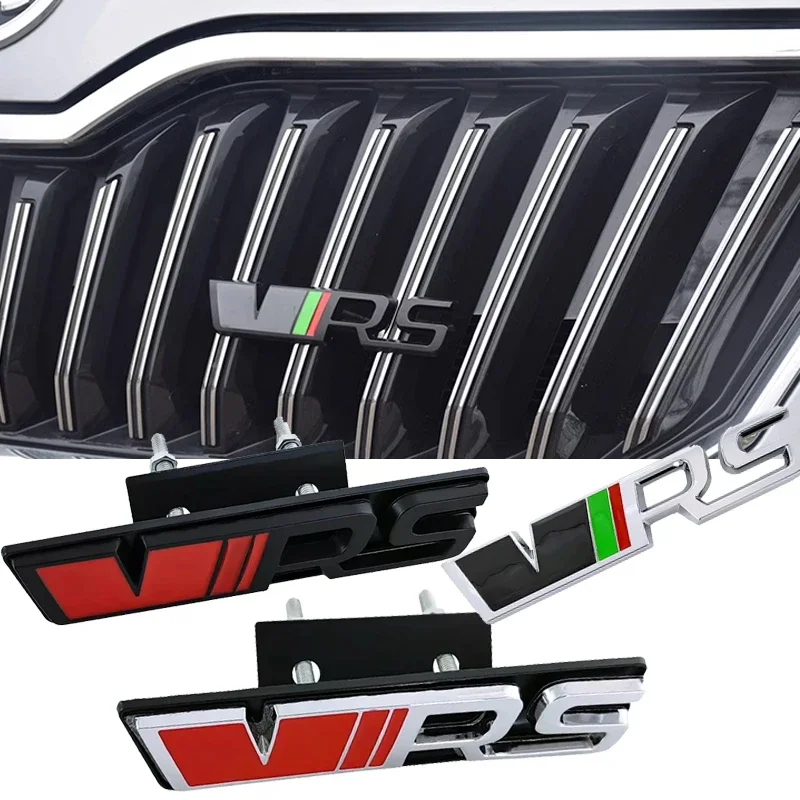 Legierungsaufkleber für Skoda VRS Logo Karoq 2 A7 Octavia Yeti Fabia 1 Kodiaq Tour RS Superb Rapid Auto Frontgrill Logo Kofferraum Emblem