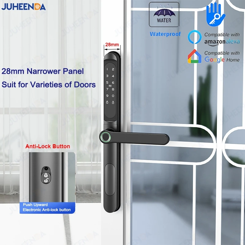 

TTLock App Smart Aluminum Door Lock Waterproof Fingerprint Digital Password RFID Keyless Electronic Sliding Glass Door Lock