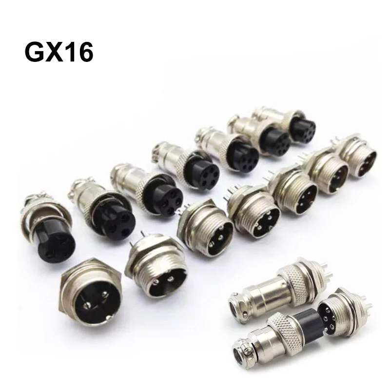 GX16 Nut type Male Female Panel mount Socket 2pin 3 4 5 6 7 8 core pin Electrical LC cable Wire Connector 16mm Aviation Plug T1