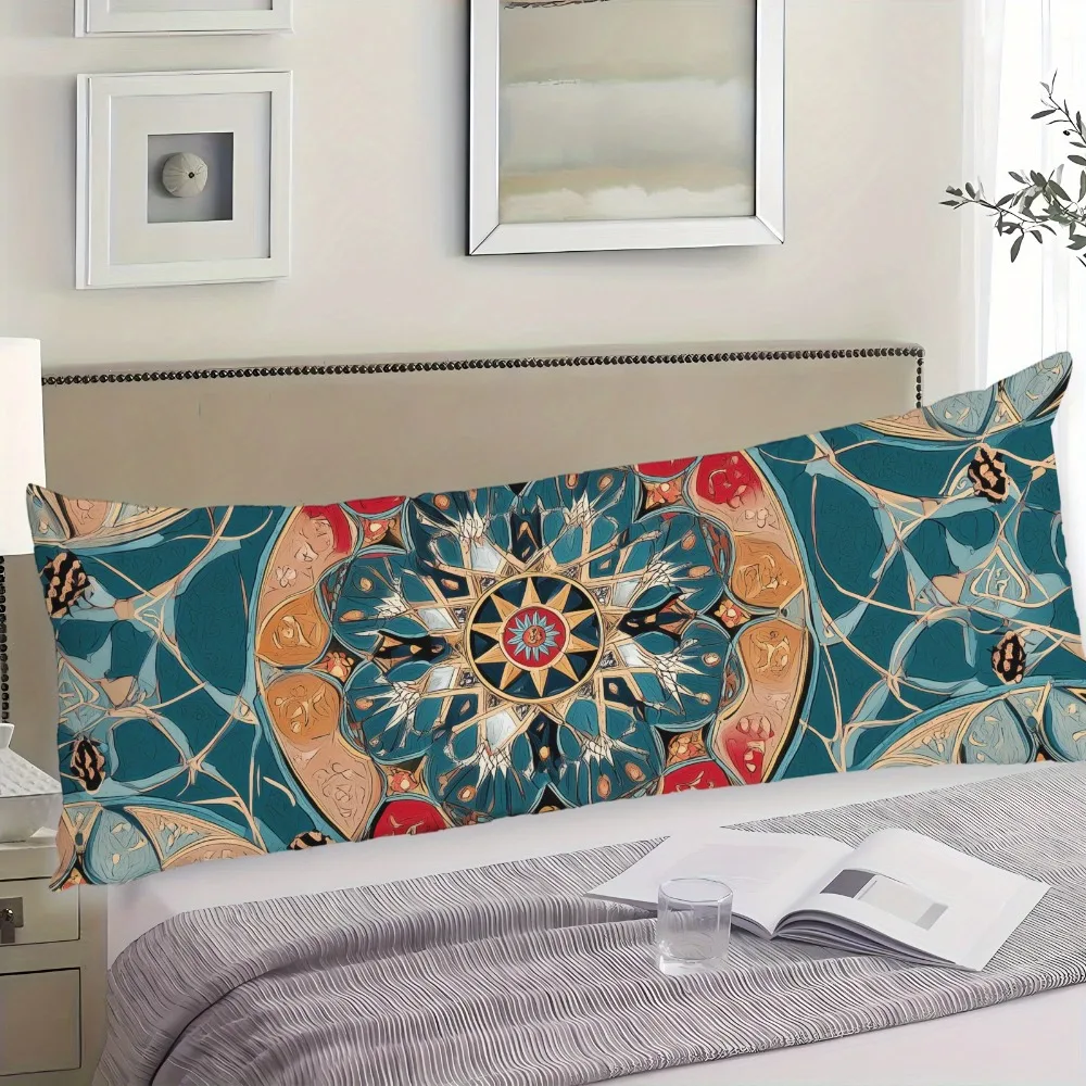An Extra-Long Bohemian Mandala Pillowcase - Exceptional Length (20X54 Inches) - Zipper Closure - Decorative Bedspread Or Cushion
