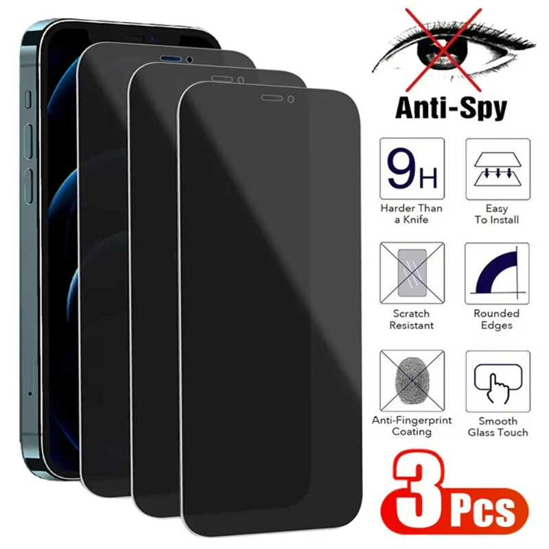 3Pcs Anti-spion Gehärtetes Glas Für iPhone 17 Pro Max 16 15 13 11 14 Pro Max 16e Volle Abdeckung Privatsphäre Screen Protector Für iPhone XR