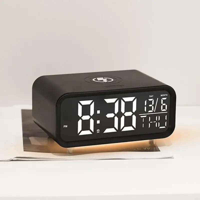 

Innovative LED Desk Digital Clock with Night Lamp Feature and Wireless Charging