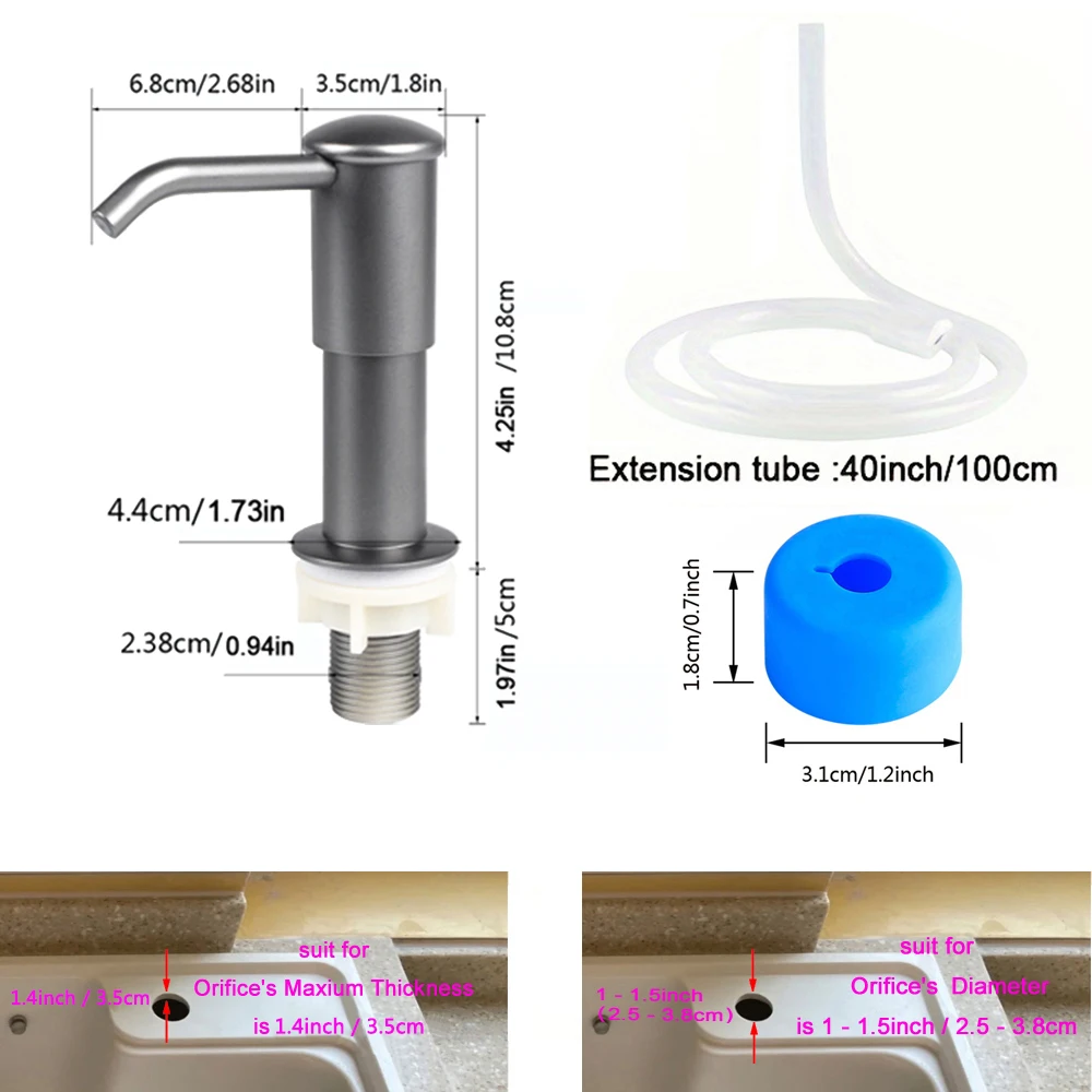 Durable Kitchen Sink Liquid Soap Dispenser With Long Soft Tube Plastic Pump Useful Household Tools