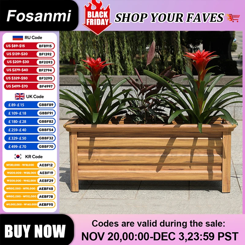 

Aluminum Alloy Flower Box Outdoor Flower Pot Anti-Corrosion Dalbergia Wood Color Flower Box Garden Courtyard Planting Planters