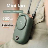New Neck Hanging Fan Lazy Bladeless Fan Waist Hanging USB High Wind Power Display Travel Neck Hanging Small Fan
