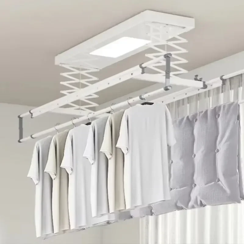 Balcony electric clothes drying rack with LED light indoor retractable clothes drying rack dryer