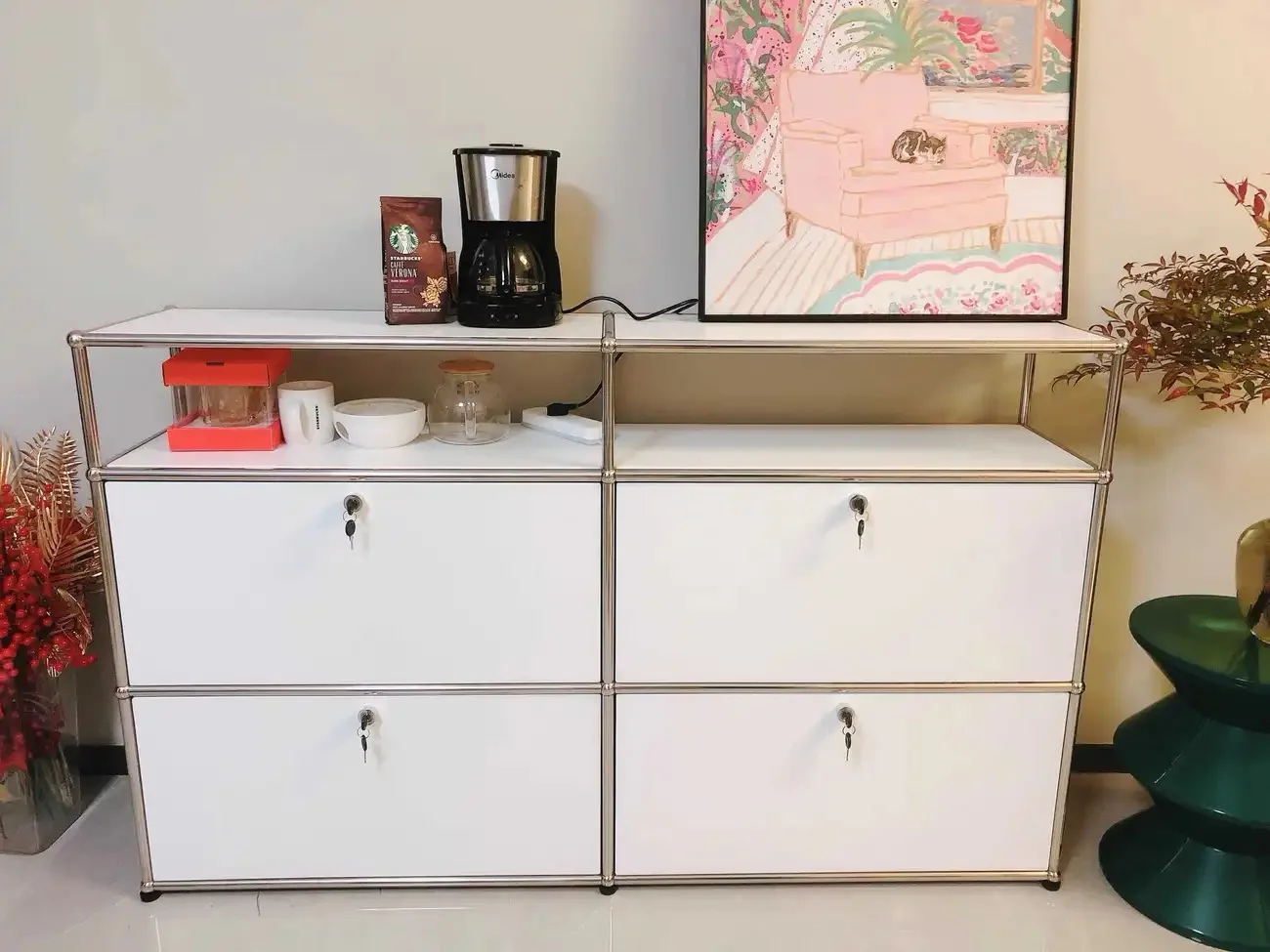 

Modern Living Room Cabinets Storage Sideboard Modular Soild Wood Stainless Steel Frame with Door for Bedroom Customized Cabinet
