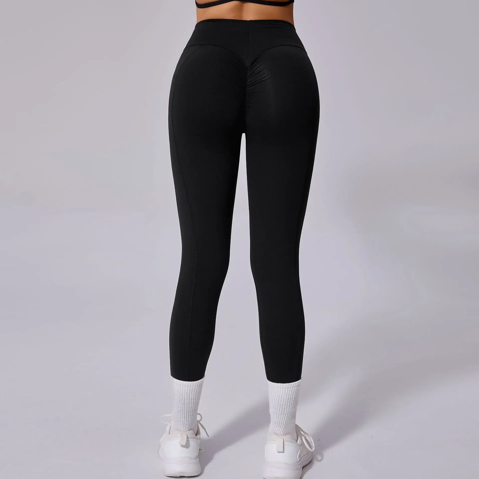 Leggings fitness Leggings sportivi da donna Leggings da yoga solidi elastici a vita alta Palestra da jogging Pantaloni slim push up ad asciugatura rapida Donna