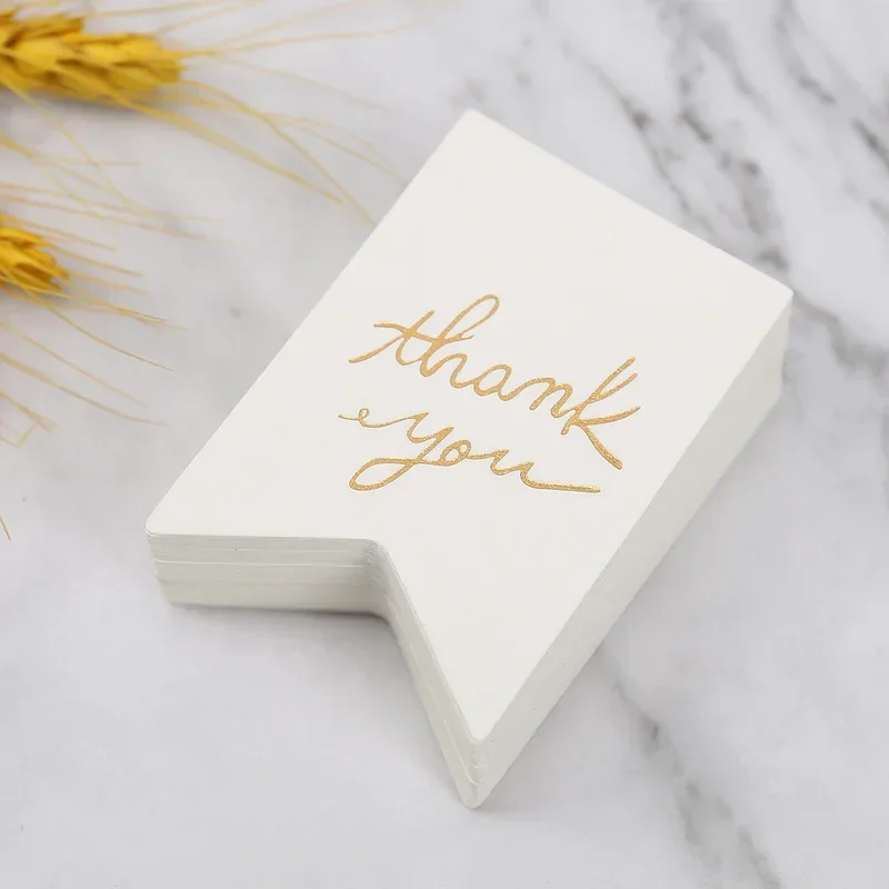 50pcs Kraft Paper Tag White Black Bronzing Thank You Tag Luggage Wedding Note Gift Bags Garment Shoes Price Label Hanging Decor