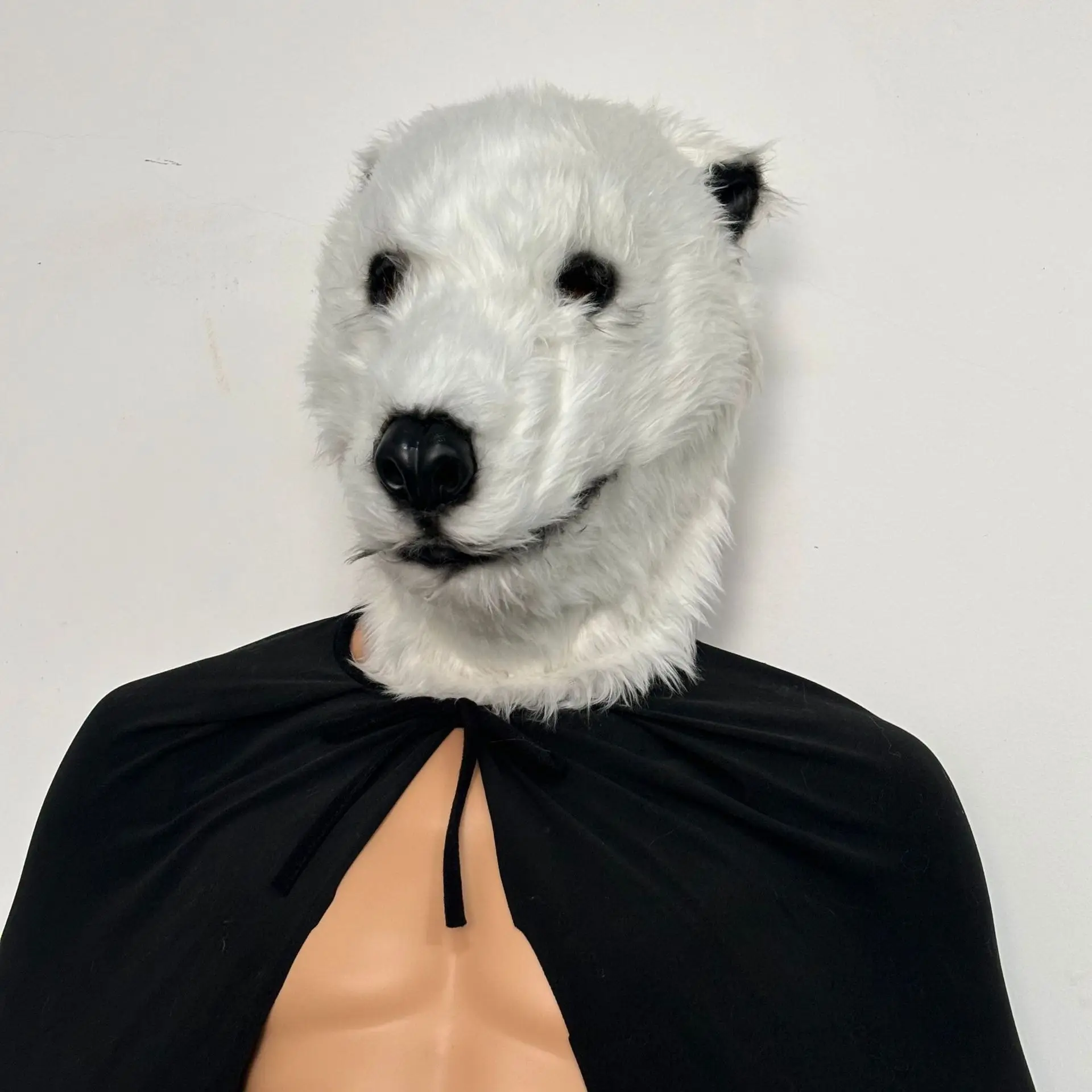 Realistische Weiße Plüsch-Eisbären-Vollkopfmaske, Pelzige Tier-Bärenmaske, Halloween-Party Cosplay Bühnenshow Kostümzubehör – Detail 3