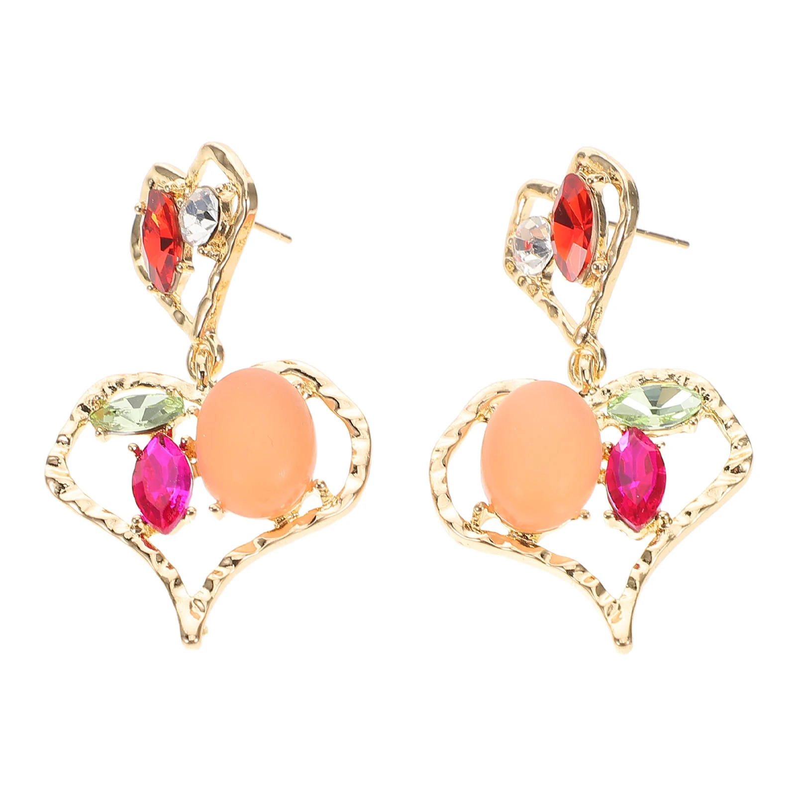 

Irregular Diamond-inlaid Love Earrings Bridesmaid Zinc Alloy Dangle for Wedding