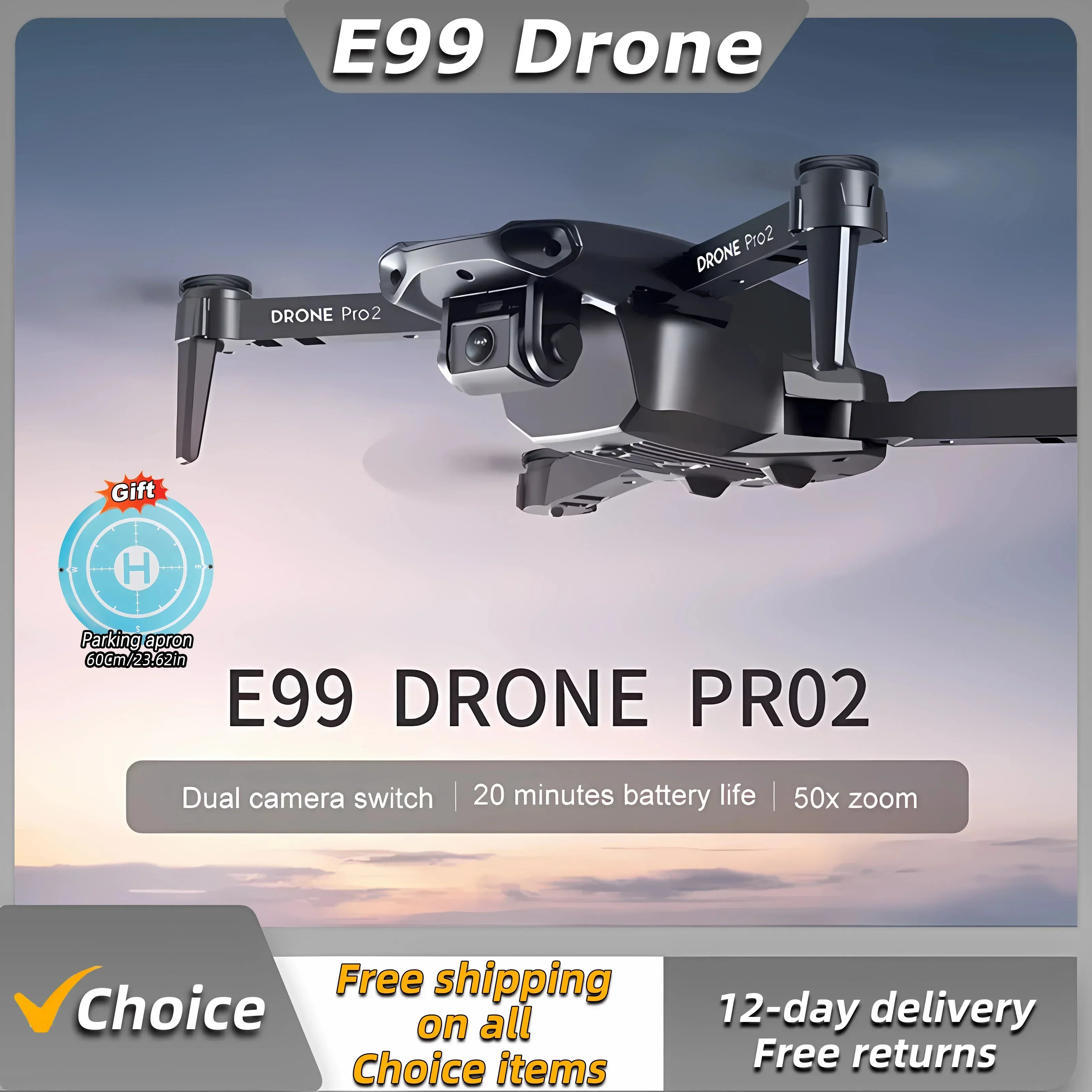 New E99Pro APP Remote Control Drone 4K with Wide Angle Dual HD Camera Foldable RC Helicopter 5G WIFI FPV Height Hold Apron Sell