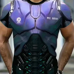 T -Shirt Mecha Herren -Rüstung, Kurzarm -Extragrade, 3D -Druck, Street Fashion, Herren t -Shirt, lässige Tops mit Hals, großer Größe, 6xl, neu, Sommer 10 Hauptverkaufshemdrüstung - №3