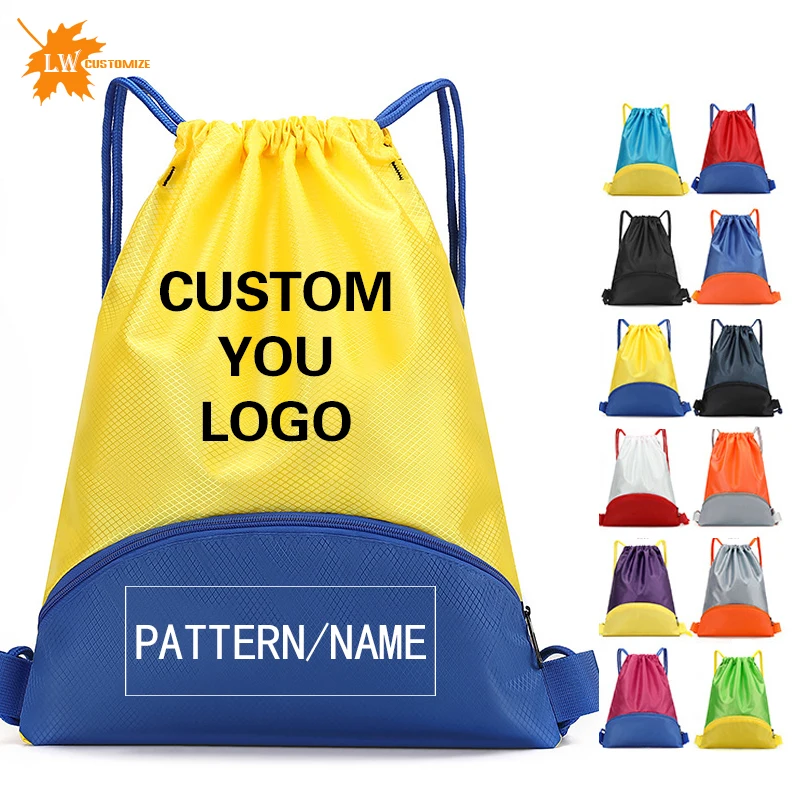 Drawstring Backpack With Logo Waterproof Oxford Cloth Student Sports Bag Basketball Bag Marathon Event Bag Custom Print Patterns